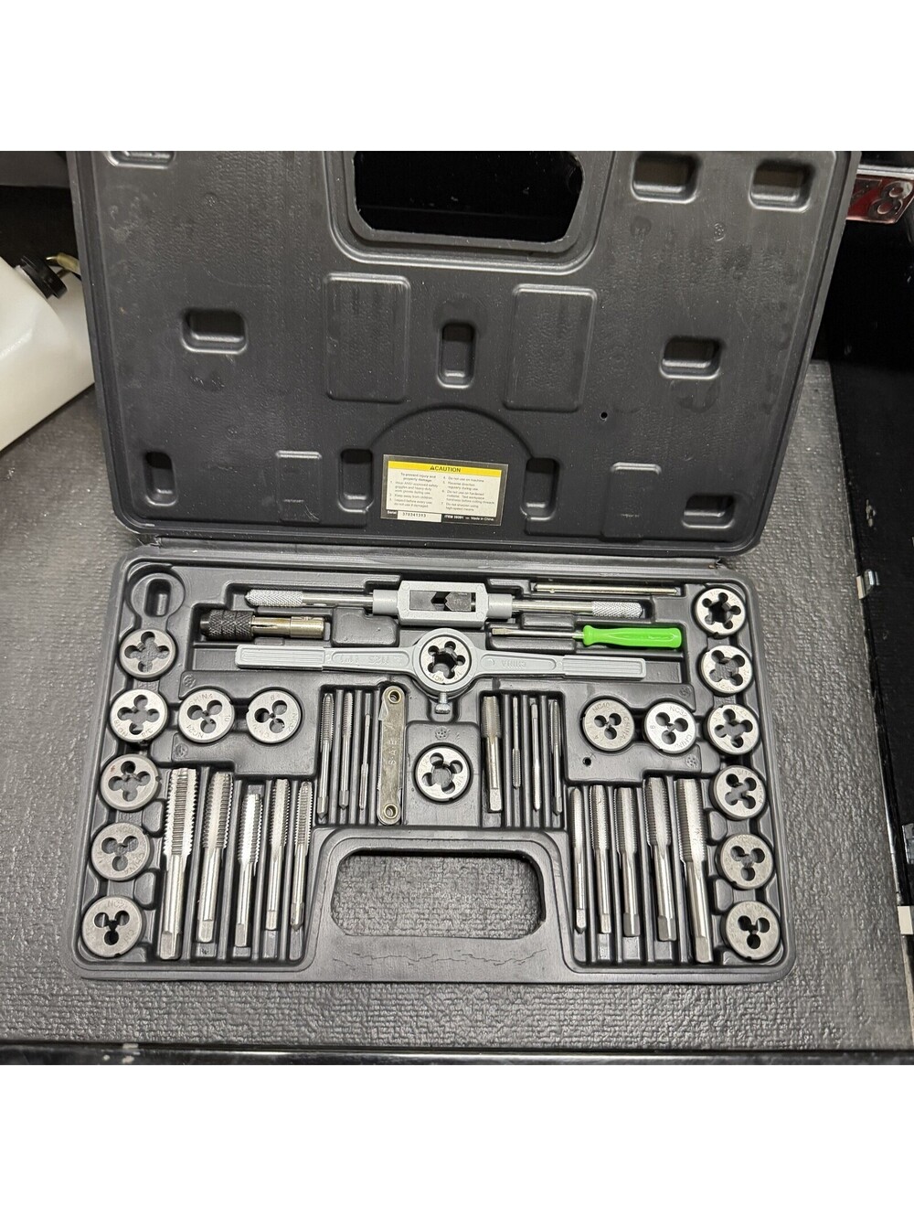 Pittsburgh 40 Piece SAE Tap and Die Set Carbon Steel Model 39391 Used